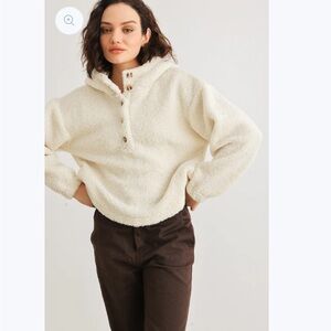 Knit button up hoodie